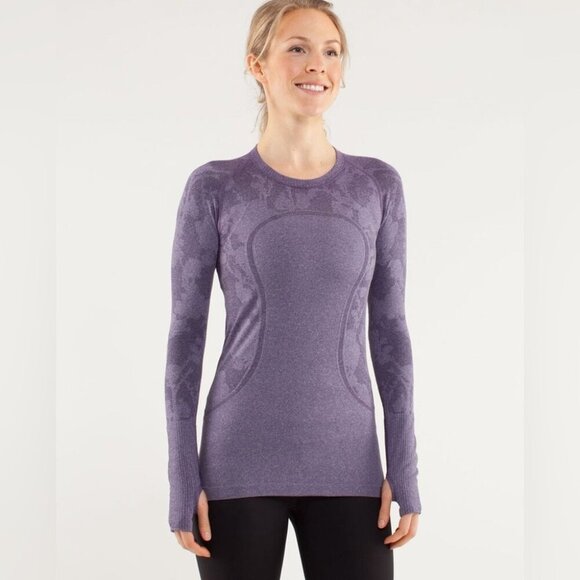 Lululemon Women’s deep Purple Swiftly Tech Long Sleeve Crew Size 6 Running Top - Picture 1 of 8